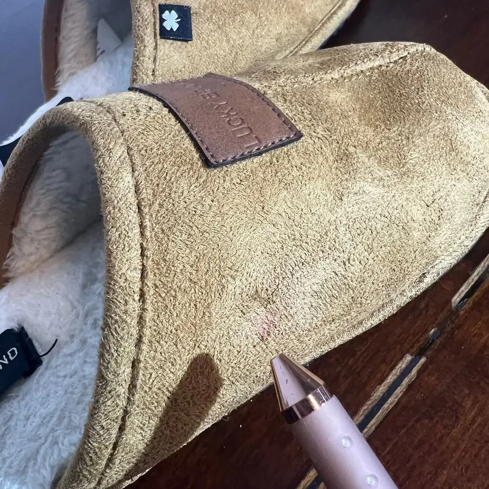 Lucky Brand Kids Tan Faux Fur Mule Slippers Size 2/3